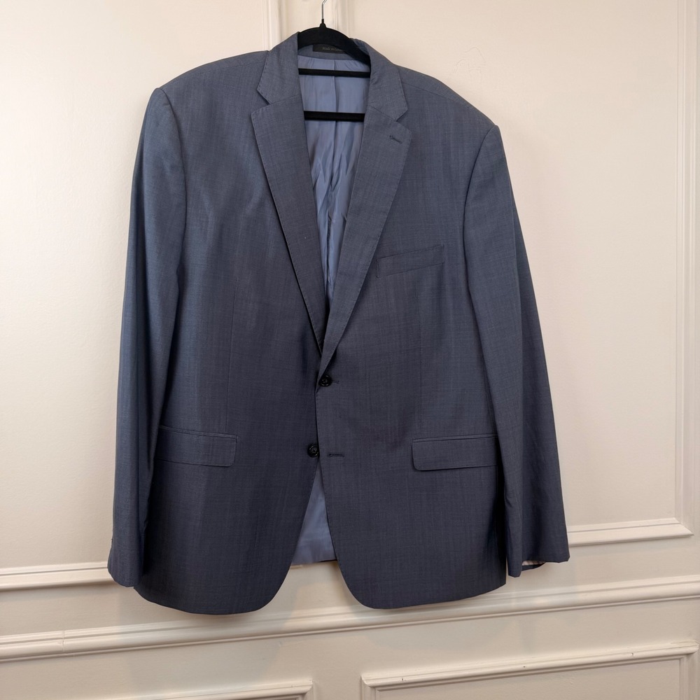 TailoRed Guabello Wool Silk Blazer Mens 48R Blue Grey Sport Coat Made in Canada